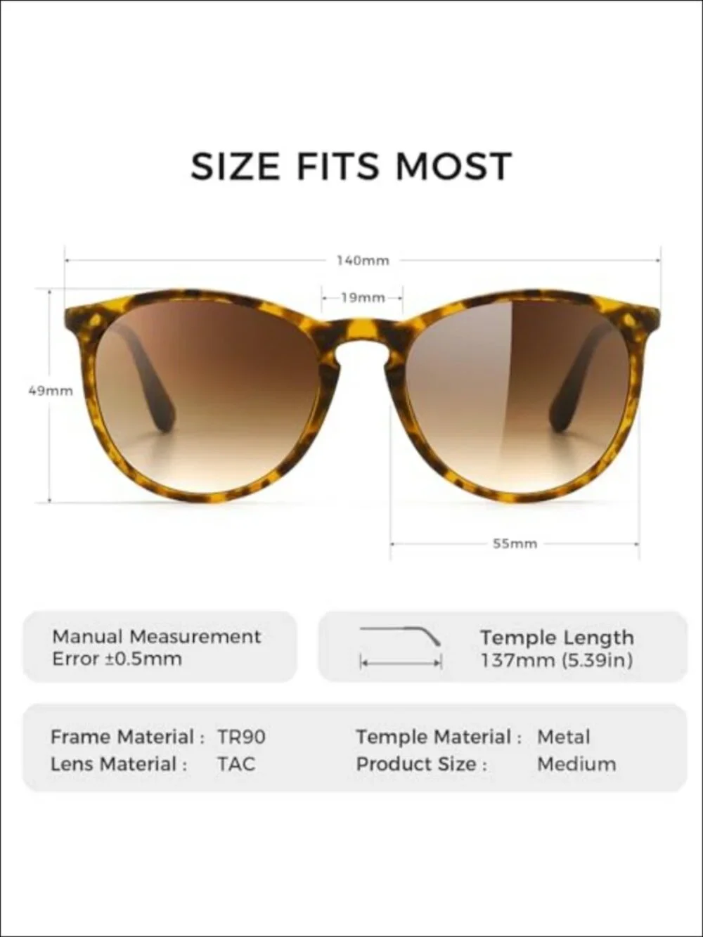 SUNGAIT Premium Vintage Round Polarized Sunglasses UV400 Retro Unisex